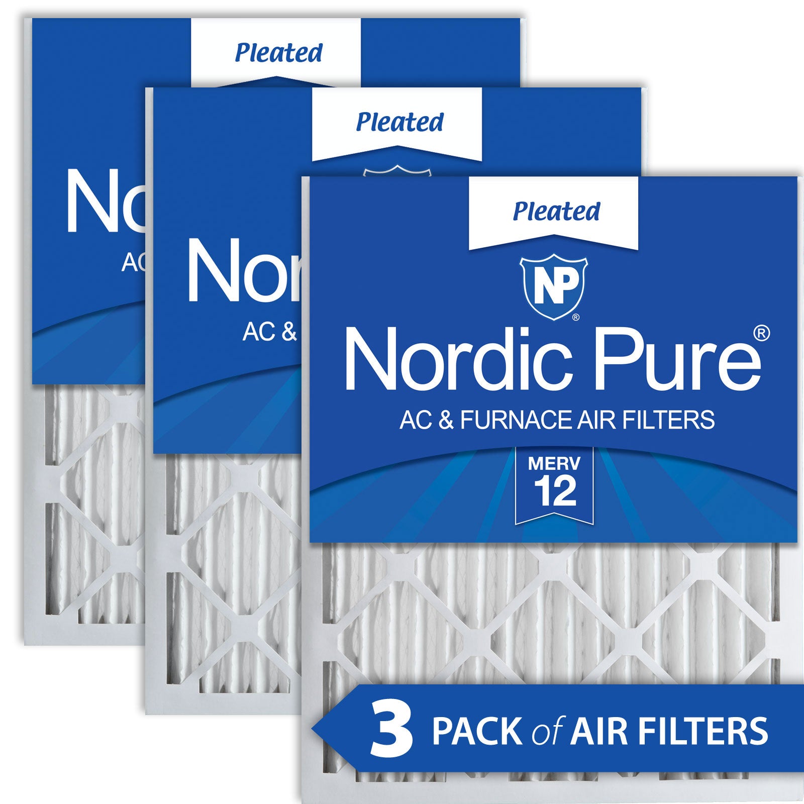 Nordic Pure 20x25x2 Pleated MERV 12 Air Filters 3 Pack Sparrow Supply