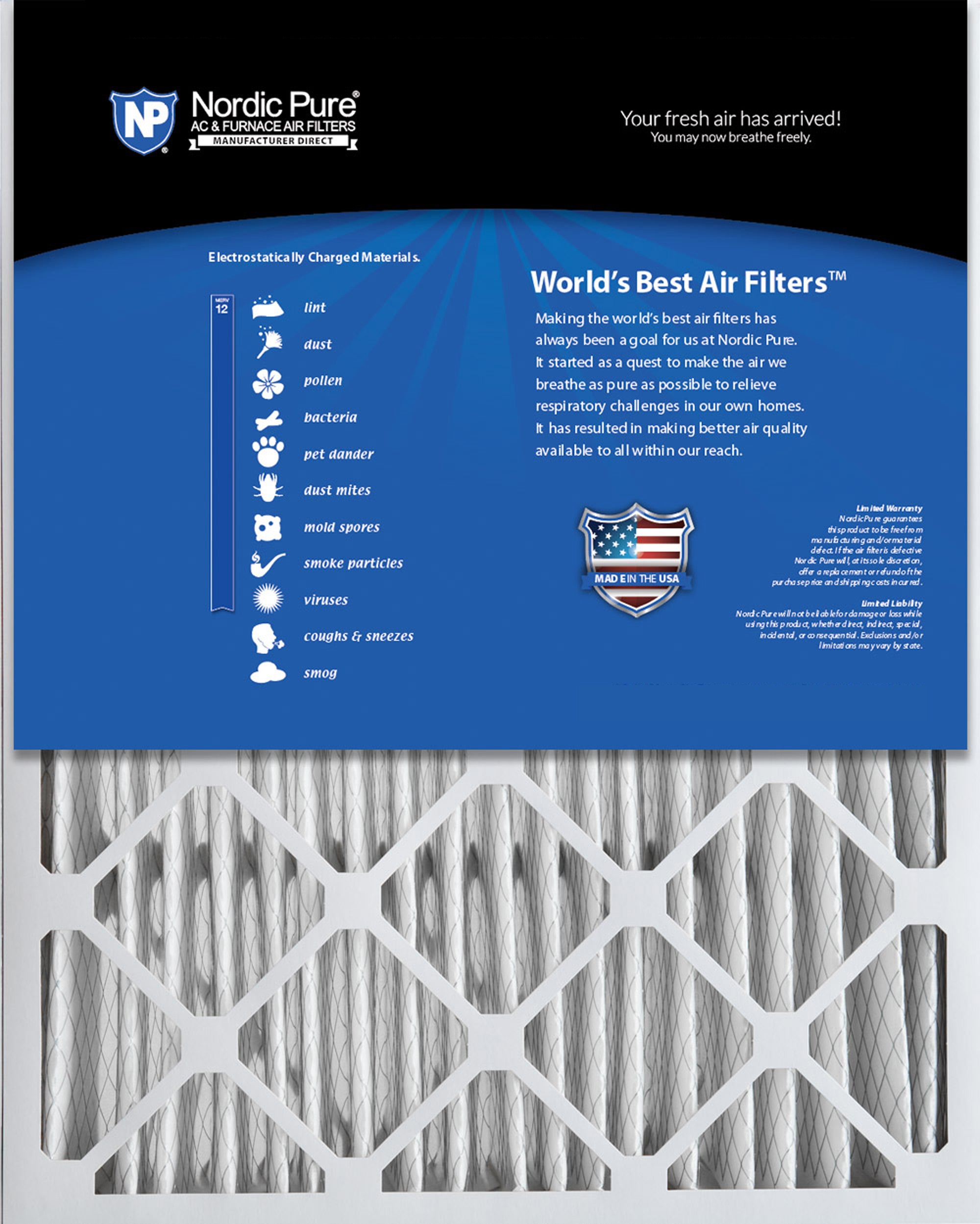 Nordic Pure 20x25x5 (4 3/8) Lennox X6673_X6675 Replacement MERV 12 Air Filters 2 Pack Sparrow Supply