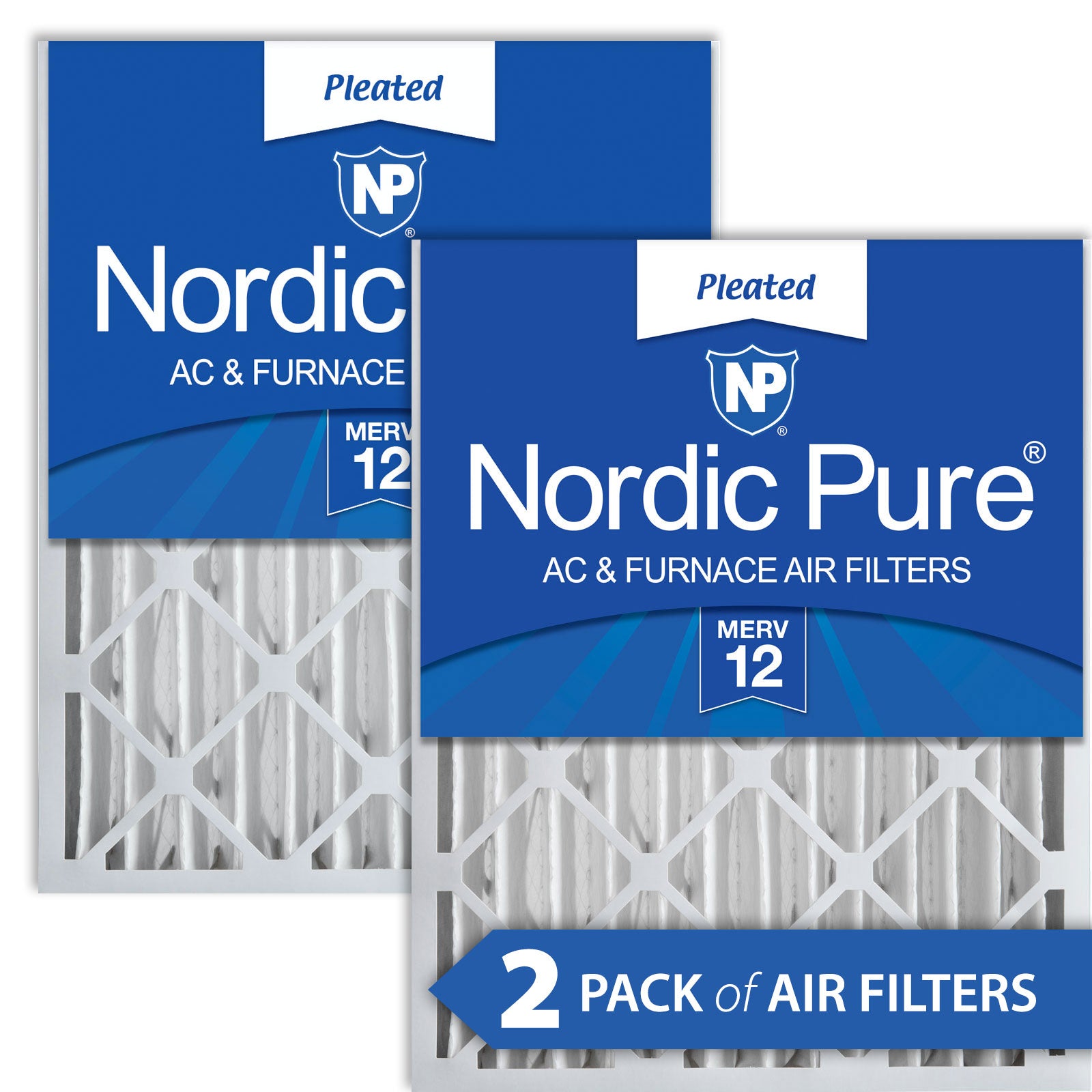 Nordic Pure 16x20x4 (3 5/8) Pleated MERV 12 Air Filters 2 Pack Sparrow Supply