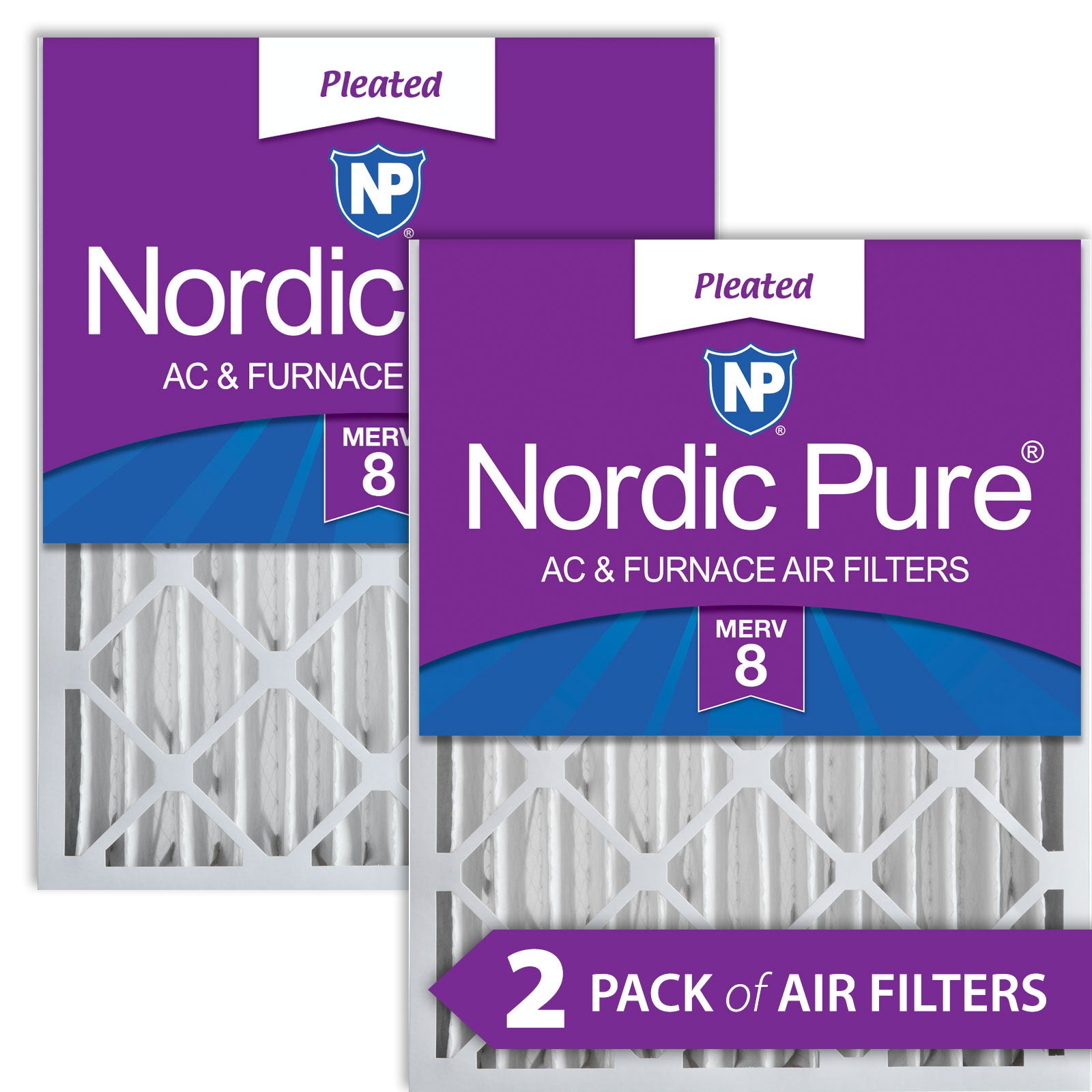 Nordic Pure 16x20x4 (3 5/8) Pleated MERV 8 Air Filters 2 Pack Sparrow Supply