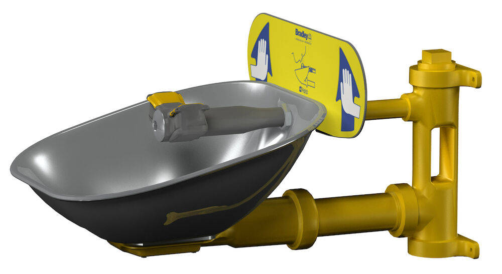 Bradley S19224EWZ Wall-Mounted Eyewash, Plastic Bowl, BSPP