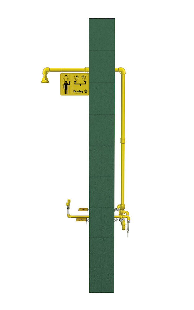 Bradley S19-310TW8 Frost Proof Shower w Eyewash, 8" Thru Wall Sparrow Supply