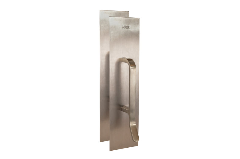 Trimco 10352710CU 3-1/2" x 15" Pull Plate with 6" Center to Center Ultimate Restroom Pull Healthy Hardware Steralloy Finish Sparrow Supply