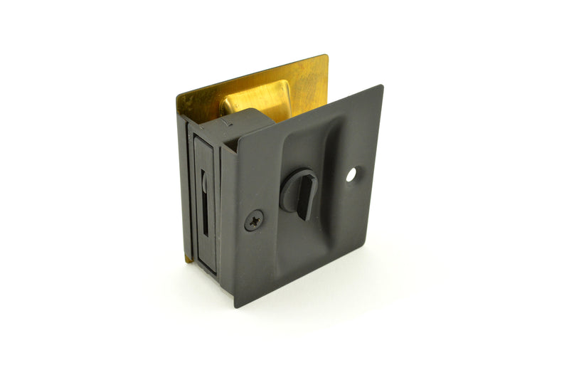 Trimco 1065622 Privacy Pocket Door Lock Square Cutout for 1-3/8" Thick Door Matte Black Finish Sparrow Supply
