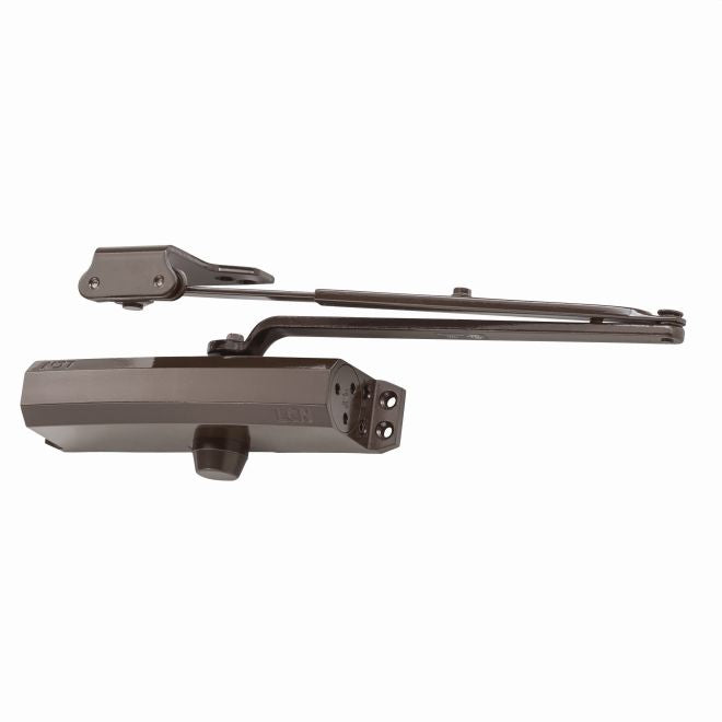 LCN 1250RWPADKBRZ Parallel Arm Adjustable 1-5 Surface Mounted Regular Door Closer with TBSRT Thru Bolts 695 Dark Bronze Finish Sparrow Supply