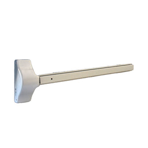 ASSA Abloy Accentra 1810F36689LHR Left Hand Reverse 3 Hour Fire Rated 3' x 7' Exit Only Economy Surface Vertical Rod Exit Device 689 Aluminum Finish Sparrow Supply