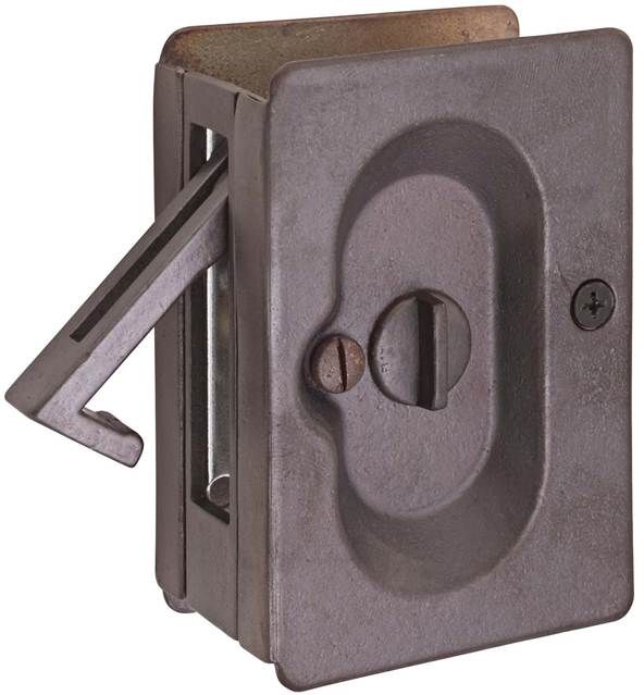 Emtek 2102MB Priv Pocket Door Lock Medium Bronze Finish Sparrow Supply
