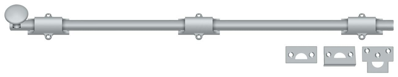 Deltana 24SB26D 24" Surface Bolt; Heavy Duty; Satin Chrome Finish
