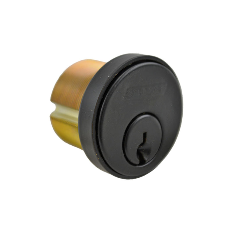 Schlage Commercial 30001C622118 1-1/8" Mortise Cylinder C Keyway KD with Compression Ring and Spring and L Cam Satin Black Finish Sparrow Supply