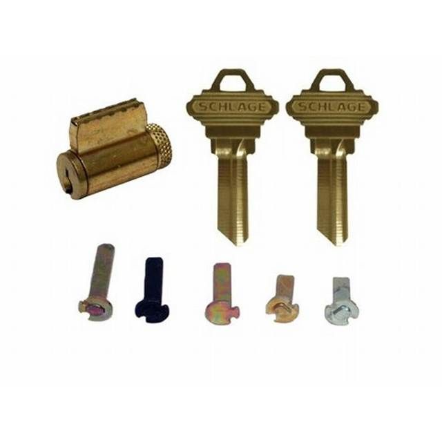 Schlage Commercial 40100CE606 Cylinder with Multiple Tailpieces CE Keyway 0 Bitted Satin Brass Finish Sparrow Supply