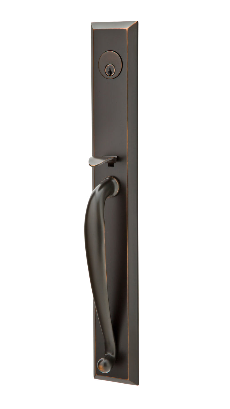 Emtek 4415OTUS10B Old Town Glass Knob 2-3/8" and 2-3/4" Backset Single Cylinder Jefferson Tubular Handleset Oil Rubbed Bronze Finish Sparrow Supply
