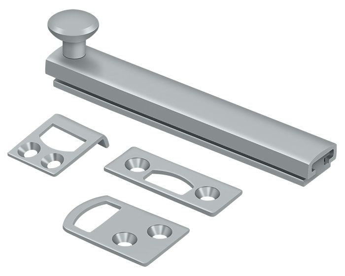 Deltana 4SBCS26D 4" Surface Bolt; Concealed Screw; Heavy Duty; Satin Chrome Finish