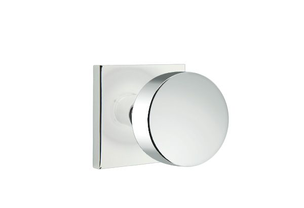 Emtek 5050ROUUS26 Round Knob Dummy Pair with Square Rose for 1-1/4" to 2" Door Polished Chrome Finish Sparrow Supply