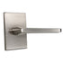 Emtek 5112HLOUS15RH.RLS Helios Lever Right Hand 2-3/8" Backset with Radius Latch Strike Passage with Modern Rectangular Rose for 1-1/4" to 2" Door Satin Nickel Finish Sparrow Supply