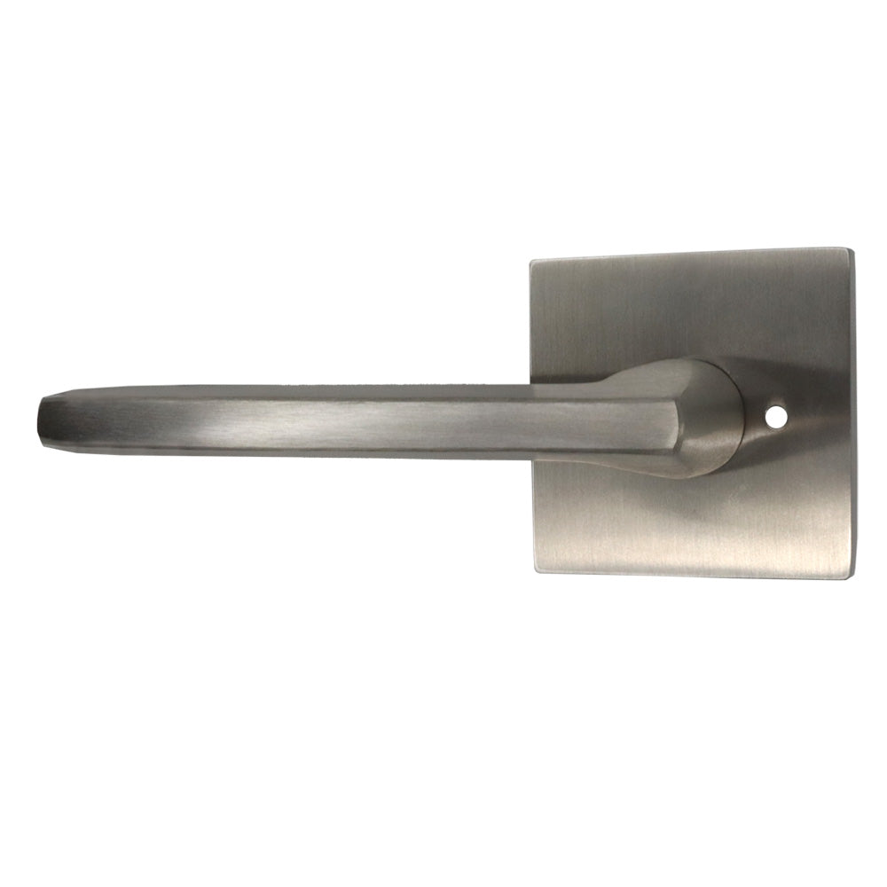 Emtek 5210HLOUS15RH.RLS Helios Lever Right Hand 2-3/8" Backset with Radius Latch Strike Privacy with Square Rose for 1-1/4" to 2" Door Satin Nickel Finish Sparrow Supply