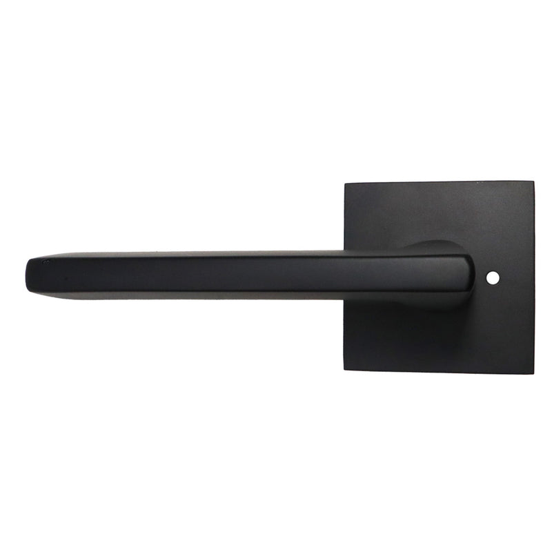 Emtek 5210HLOUS19LH.RLS Helios Lever Left Hand 2-3/8" Backset with Radius Latch Strike Privacy with Square Rose for 1-1/4" to 2" Door Flat Black Finish Sparrow Supply