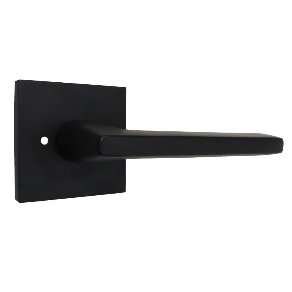 Emtek 5210HLOUS19RH.RLS Helios Lever Right Hand 2-3/8" Backset with Radius Latch Strike Privacy with Square Rose for 1-1/4" to 2" Door Flat Black Finish Sparrow Supply