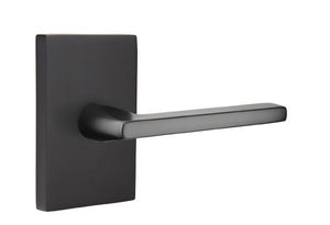 Emtek 5212HLOUS19RH Helios Lever Right Hand 2-3/8" Backset Privacy with Modern Rectangular Rose for 1-1/4" to 2" Door Flat Black Finish Sparrow Supply