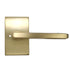 Emtek 5212HLOUS4RH.RLS Helios Lever Right Hand 2-3/8" Backset with Radius Latch Strike Privacy with Modern Rectangular Rose for 1-1/4" to 2" Door Satin Brass Finish Sparrow Supply