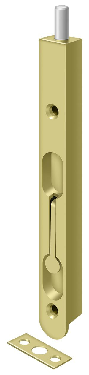 Deltana 7FBZ3 7" Flush Bolt; Zinc; Bright Brass Finish