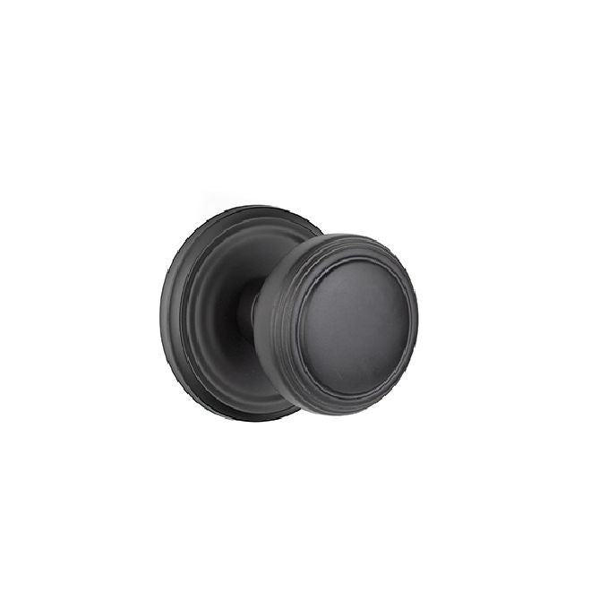 Emtek 8200NWUS19 Norwich Knob 2-3/8" Backset Privacy with Regular Rose for 1-1/4" to 2" Door Flat Black Finish Sparrow Supply