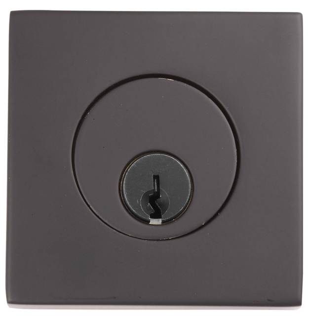 Emtek 8469US10B Square Single Cylinder Deadbolt with 2-3/8" and 2-3/4" Backset for 1-3/4" Door Oil Rubbed Bronze Finish Sparrow Supply