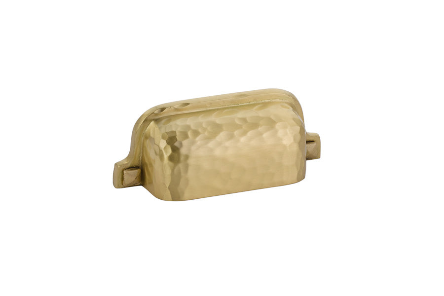 Emtek 86049US4 Hammered Bin Cabinet Pull with 3" Center To Center Satin Brass Finish Sparrow Supply
