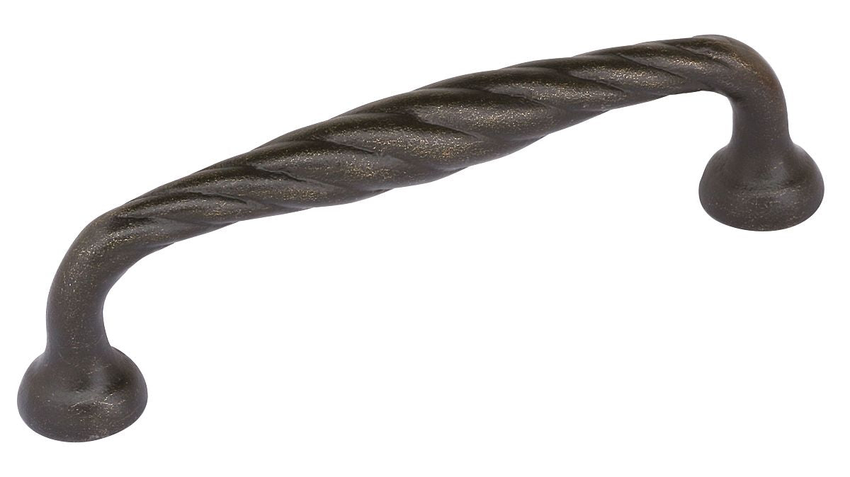 Emtek 86105MB Tuscany Twist Cabinet Pull with 4" Center To Center Medium Bronze Finish Sparrow Supply