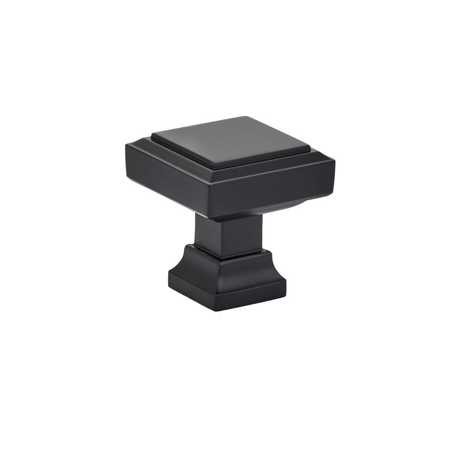Emtek 86295US19 Geometric Square 1-1/4" Cabinet Knob Flat Black Finish Sparrow Supply