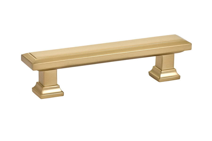 Emtek 86300US4 Geometric Rectangular Cabinet Pull with 3-1/2" Center to Center Satin Brass Finish Sparrow Supply