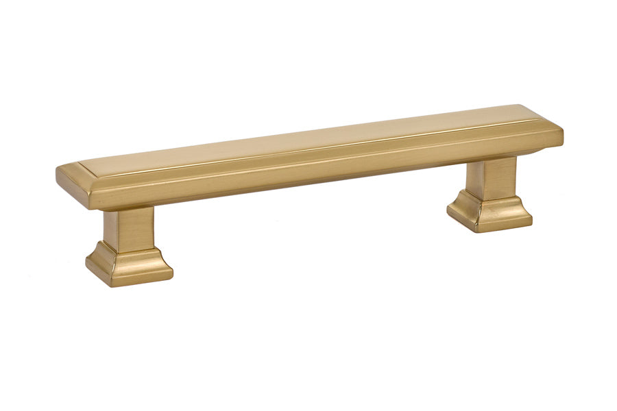 Emtek 86301US4 Geometric Rectangular Cabinet Pull with 4" Center to Center Satin Brass Finish Sparrow Supply