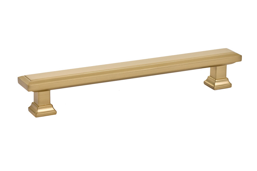Emtek 86302US4 Geometric Rectangular Cabinet Pull with 6" Center to Center Satin Brass Finish Sparrow Supply