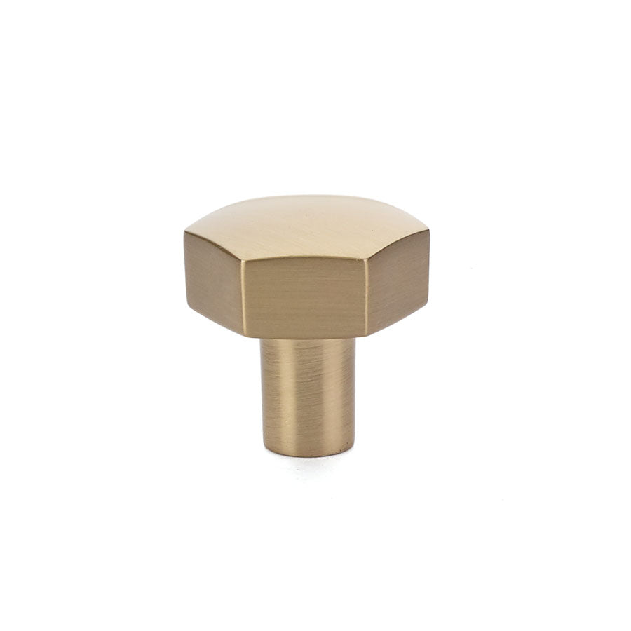 Emtek 86457US4 Mod Hex 1-1/8" Cabinet Knob Satin Brass Finish Sparrow Supply