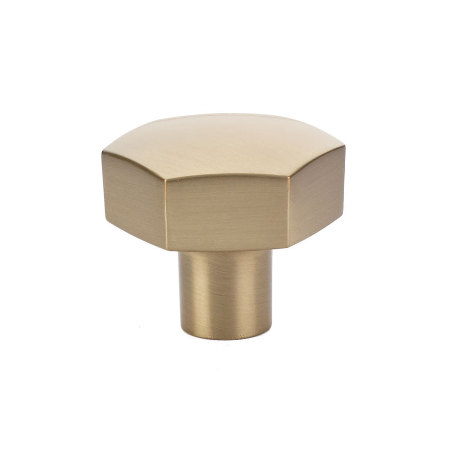Emtek 86458US4 Mod Hex 1-1/2" Cabinet Knob Satin Brass Finish Sparrow Supply