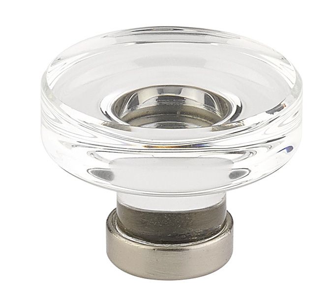 Emtek 86569US15 Grayson 1-1/4" Glass Cabinet Knob Satin Nickel Finish Sparrow Supply