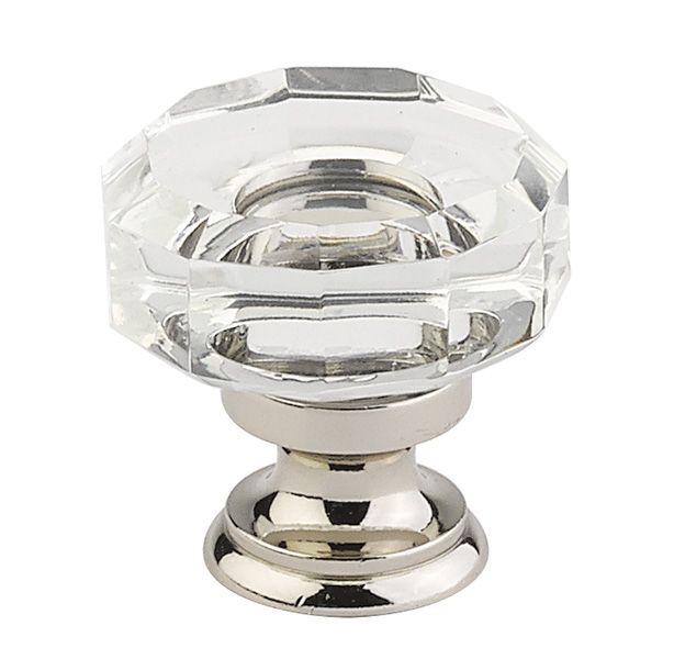 Emtek 86571US14 Lowell 1-3/8" Glass Cabinet Knob Polished Nickel Lifetime Finish Sparrow Supply