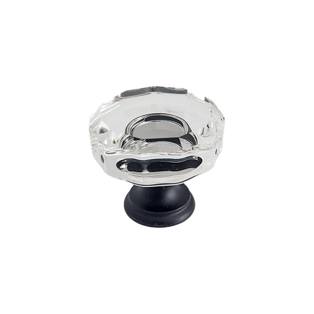 Emtek 86571US19 Lowell 1-3/8" Glass Cabinet Knob Flat Black Finish Sparrow Supply