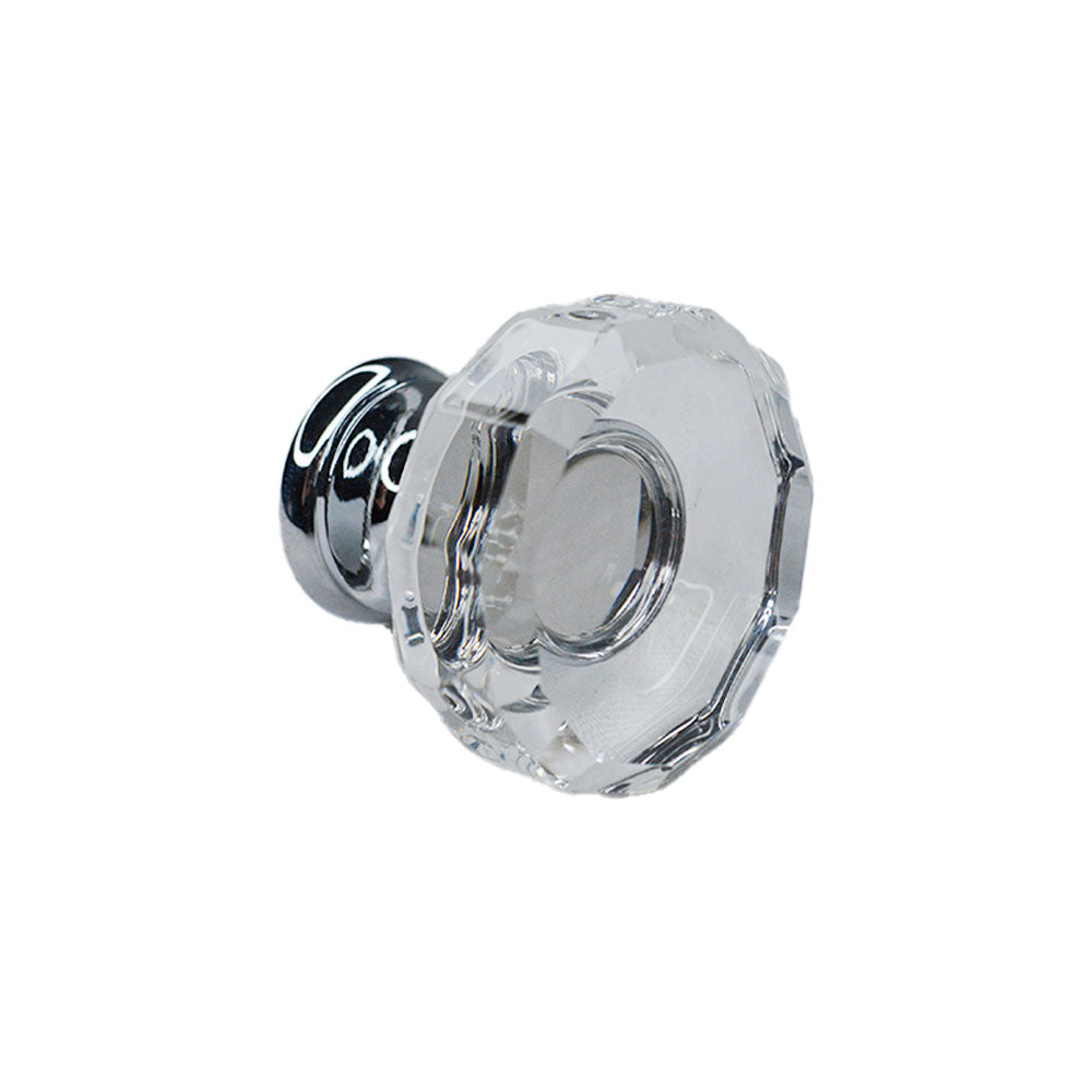Emtek 86571US26 Lowell 1-3/8" Glass Cabinet Knob Polished Chrome Finish Sparrow Supply