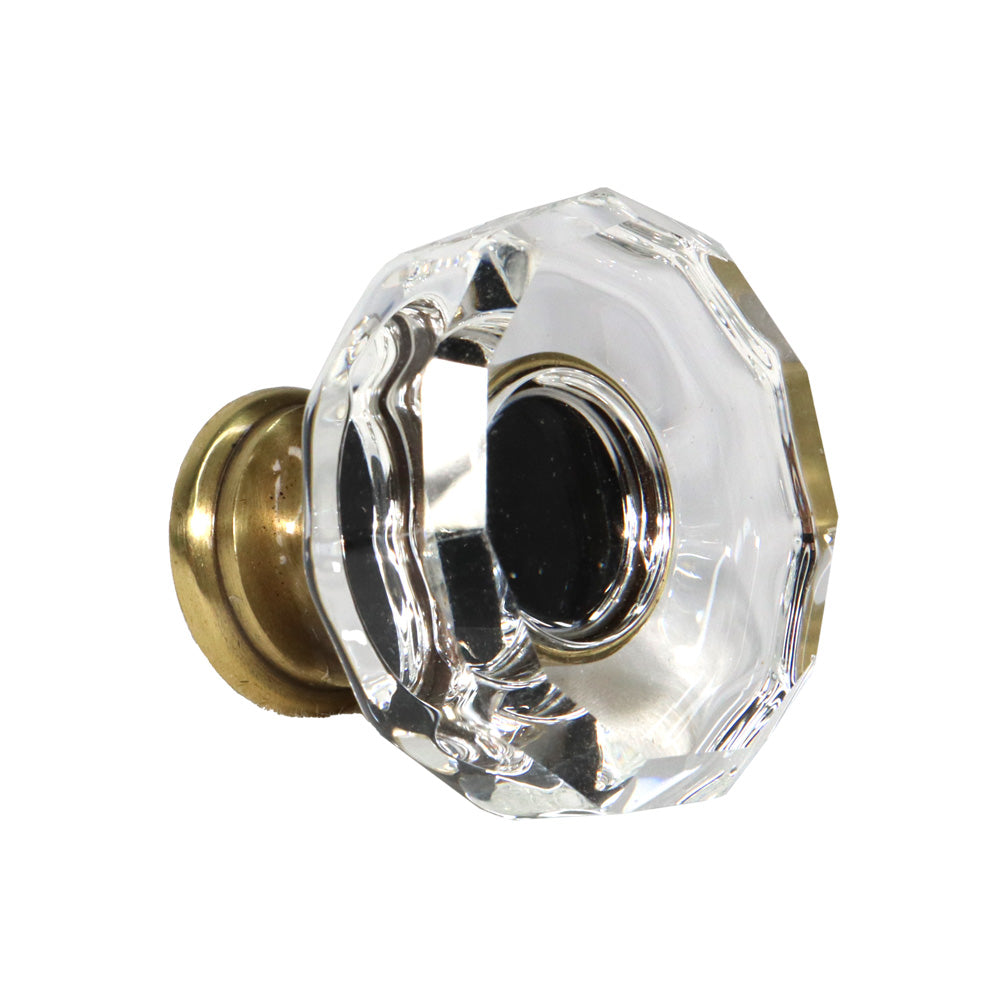 Emtek 86571US7 Lowell 1-3/8" Glass Cabinet Knob French Antique Brass Finish Sparrow Supply