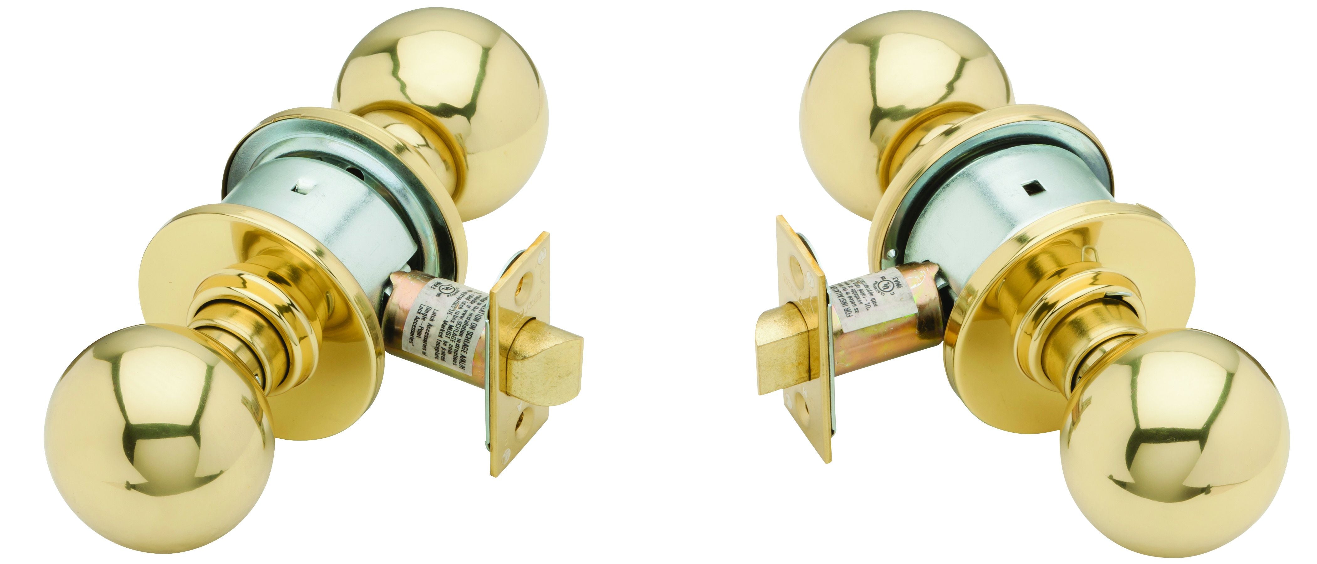 Schlage Commercial A10ORB605 A Series Passage Orbit Lock with 11116 Latch 10001 Strike Bright Brass Finish Sparrow Supply