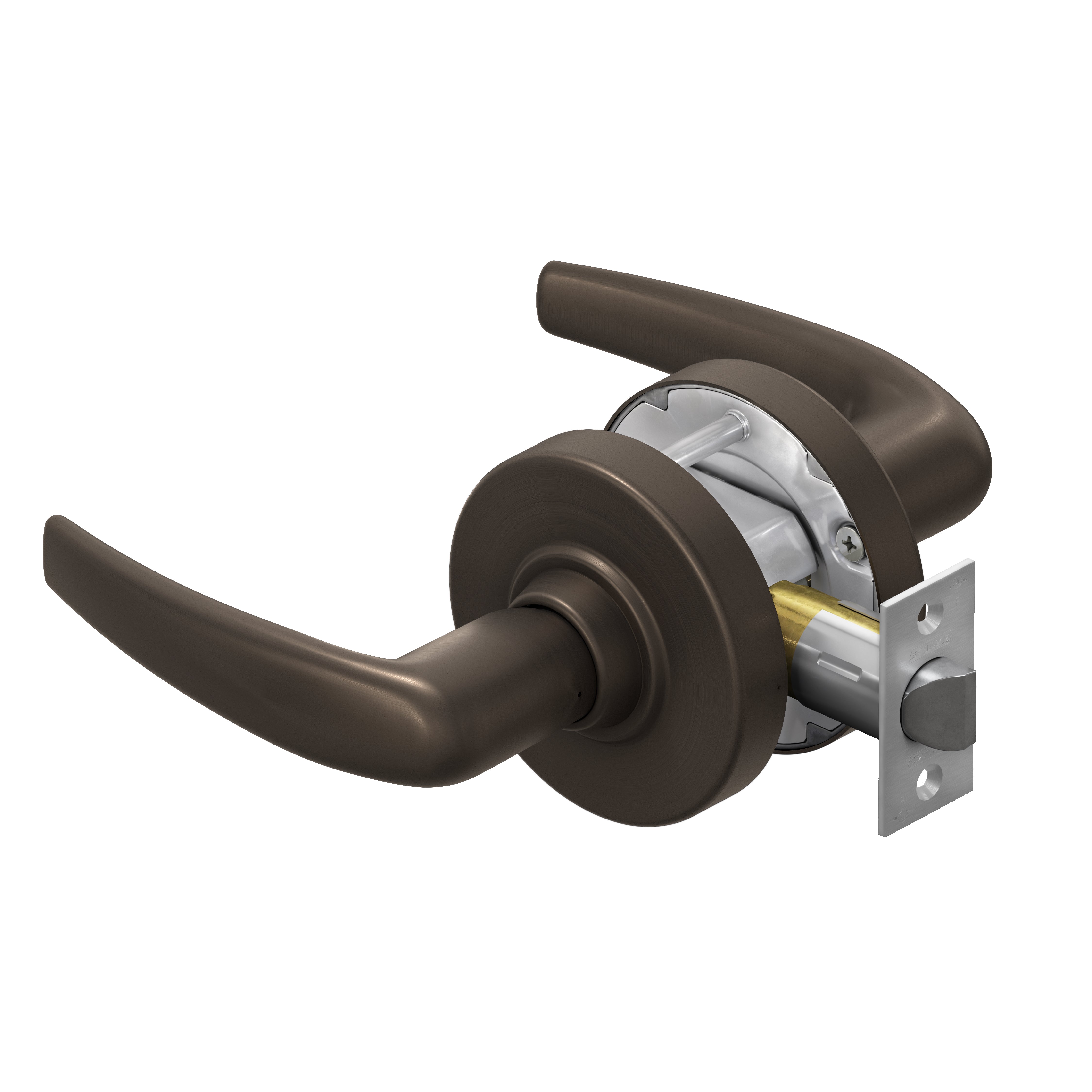 Schlage Commercial ALX10ATH613 ALX Series Grade 2 Passage Athens Lever Lock with 47267038 2-3/4" Springlatch and 47267101 ANSI Strike Oil Rubbed Bronze Finish Sparrow Supply