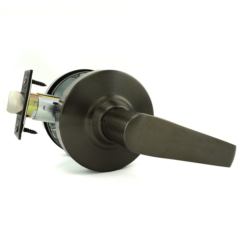 Schlage Commercial ALX10SAT613 ALX Series Grade 2 Passage Saturn Lever Lock with 47267038 2-3/4" Springlatch and 47267101 ANSI Strike Oil Rubbed Bronze Finish Sparrow Supply