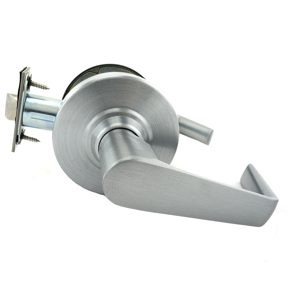 Schlage Commercial ALX10SAT626AM ALX Series Grade 2 Passage Saturn Lever Lock with 47267038 2-3/4" Springlatch and 47267101 ANSI Strike Antimicrobial Satin Chrome Finish Sparrow Supply