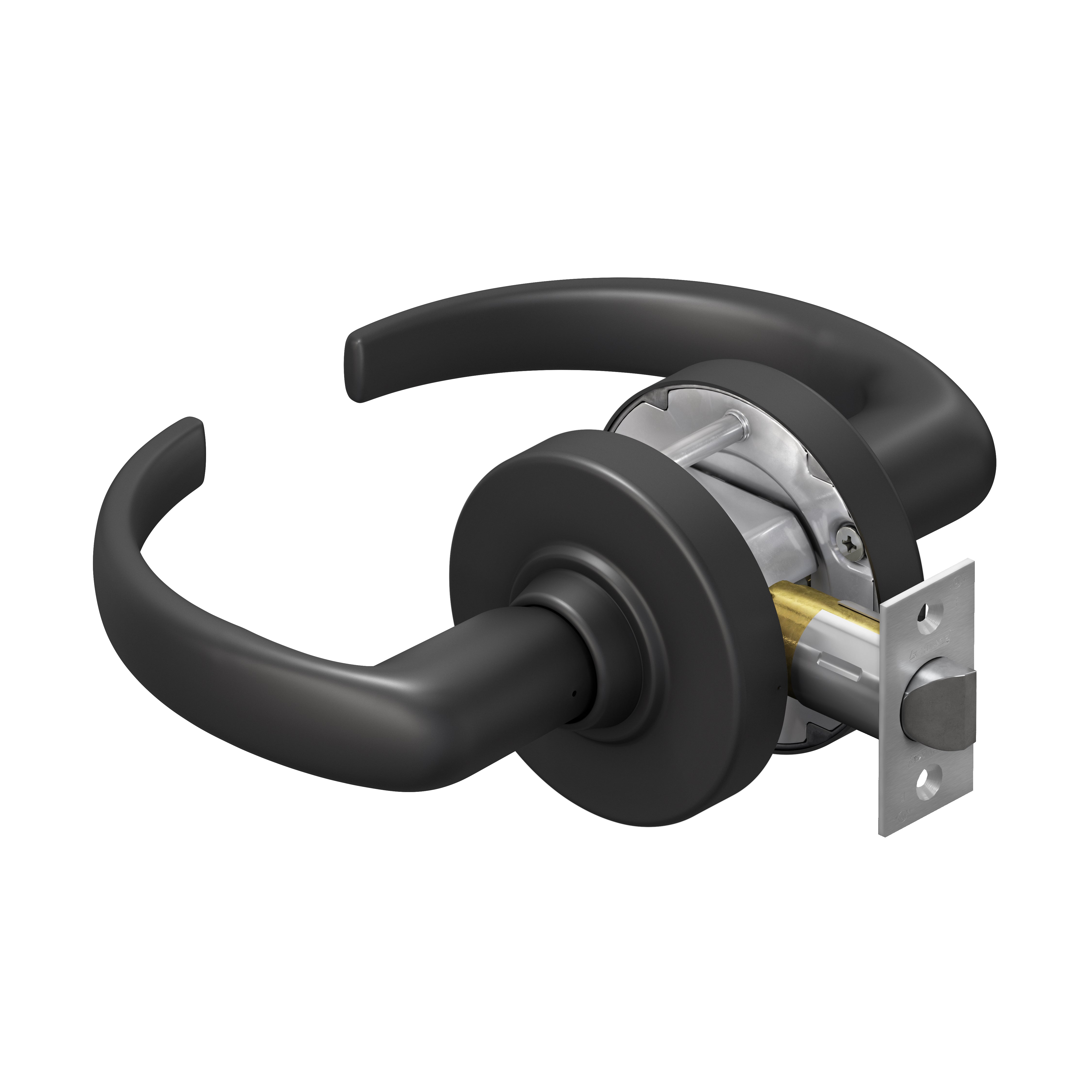 Schlage Commercial ALX10SPA622 ALX Series Grade 2 Passage Sparta Lever Lock with 47267038 2-3/4" Springlatch and 47267101 ANSI Strike Matte Black Finish Sparrow Supply