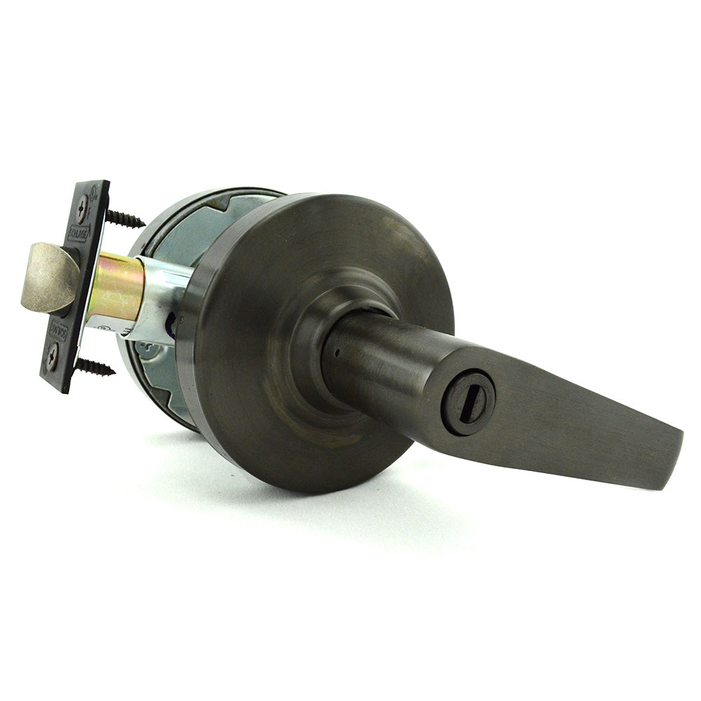 Schlage Commercial ALX40SAT613 ALX Series Grade 2 Privacy Saturn Lever Lock with 47267038 2-3/4" Springlatch and 47267101 ANSI Strike Oil Rubbed Bronze Finish Sparrow Supply