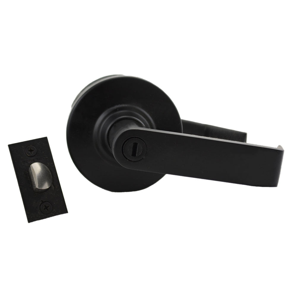 Schlage Commercial ALX40SAT622 ALX Series Grade 2 Privacy Saturn Lever Lock with 47267038 2-3/4" Springlatch and 47267101 ANSI Strike Matte Black Finish Sparrow Supply