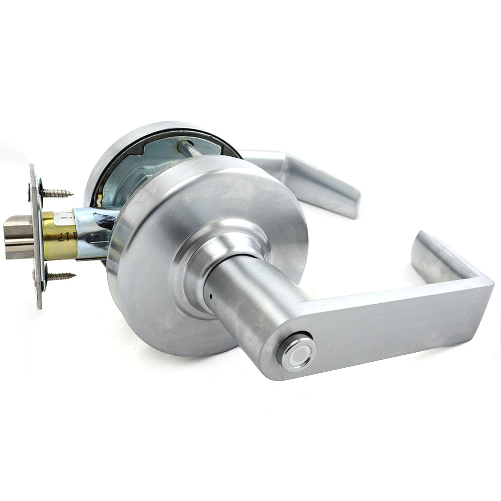 Schlage Commercial ALX50JRHO626 ALX Series Grade 2 Entry Office Rhodes Lever Lock with Large Format IC Prep Less Core, 47267042 2-3/4" Deadlatch, and 47267101 ANSI Strike Satin Chrome Finish Sparrow Supply
