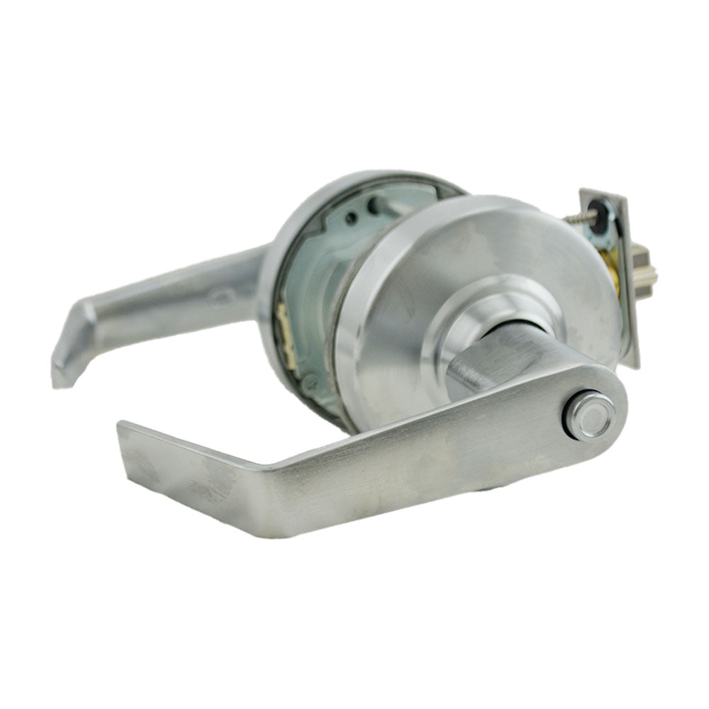 Schlage Commercial ALX50LSAT626 ALX Series Grade 2 Entry Office Saturn Lever Lock Less Cylinder with 47267042 2-3/4" Deadlatch and 47267101 ANSI Strike Satin Chrome Finish Sparrow Supply