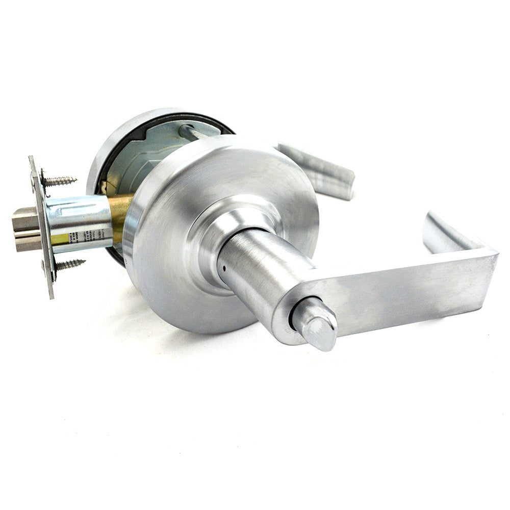 Schlage Commercial ALX53JRHO626 ALX Series Grade 2 Entry Rhodes Lever Lock with Large Format IC Prep Less Core, 47267042 2-3/4" Deadlatch, and 47267101 ANSI Strike Satin Chrome Finish Sparrow Supply