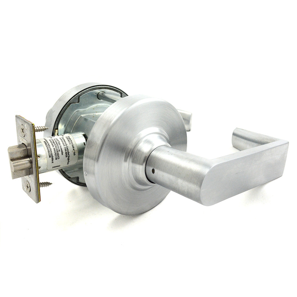 Schlage Commercial ALX70BRHO626 ALX Series Grade 2 Classroom Rhodes Lever Lock with Small Format IC Prep Less Core, 47267042 2-3/4" Deadlatch, and 47267101 ANSI Strike Satin Chrome Finish Sparrow Supply